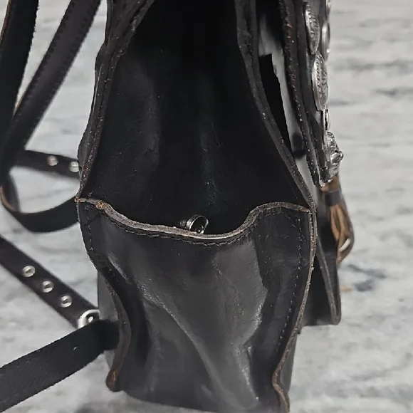 Black Leather Backpack with Renaissance Coins Silver Accents - Picture 5 of 16
